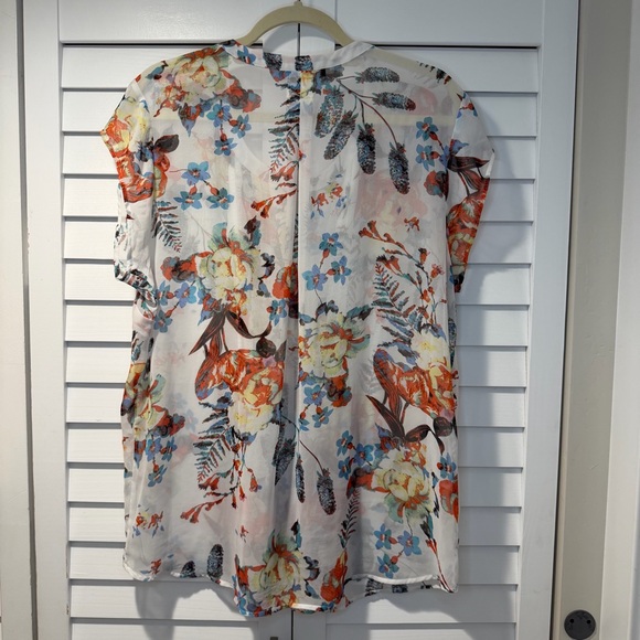 Daniel Rainn Floral Pleated Blouse White Multicolor Size XXL - Picture 12 of 16